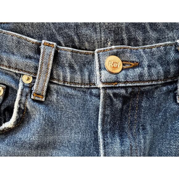 REFORMATION Women's Blue Cropped Flood Kasai High Waist Raw Hem Jeans Size 27 - Picture 7 of 11